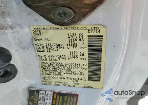 2014 Nissan Frontier S z USA, uszkodzony, nr VIN 1N6BD0CT3EN768341